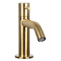 Differnz Wastafelkraan Gebogen – Kraan Koud Water – Toiletkraan – Mat Goud -Badkamer Wijs 1200x1200 4782