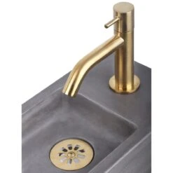 Differnz Wastafelkraan Gebogen – Kraan Koud Water – Toiletkraan – Mat Goud -Badkamer Wijs 1200x1200 4783