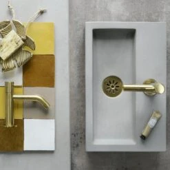 Differnz Wastafelkraan Gebogen – Kraan Koud Water – Toiletkraan – Mat Goud -Badkamer Wijs 1200x1200 4784