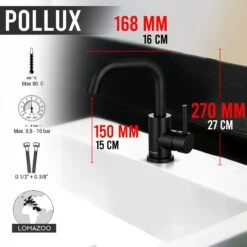 LOMAZOO Wastafelkraan Zwart Pollux - Zwarte Wastafelkraan - Badkamerkraan Zwart - Zwarte Badkamerkraan 12 LOMAZOO Wastafelkraan Zwart Pollux - Zwarte Wastafelkraan - Badkamerkraan Zwart - Zwarte Badkamerkraan -Badkamer Wijs 1200x1200 4788