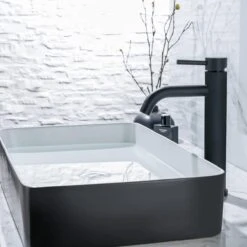 LOMAZOO Wastafelkraan Zwart Cardano - Zwarte Kraan - Badkamerkraan - Wastafel Mengkraan - Hoog -Badkamer Wijs 1200x1200 4799