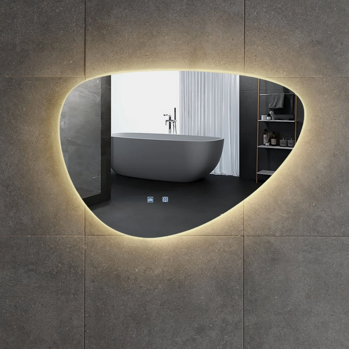 Badkamerspiegel FENOMÉ Delafon Organisch Dimbaar LED Verlichting Condensvrij 60 Cm 8 Badkamerspiegel FENOMÉ Delafon Organisch Dimbaar LED Verlichting Condensvrij 60 Cm - Afbeelding 6