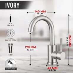 LOMAZOO Wastafelkraan Ivory - Mengkraan Wastafel - Kraan Badkamer - Wastafelmengkraan RVS -Badkamer Wijs 1200x1200 4816