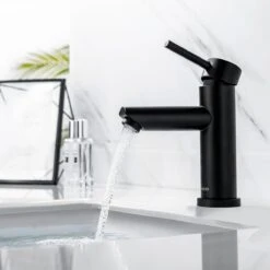 LOMAZOO Wastafelkraan Zwart - Badkamerkraan Zwart - Mengkraan Wastafel - Badkamer Kraan Callisto -Badkamer Wijs 1200x1200 4820