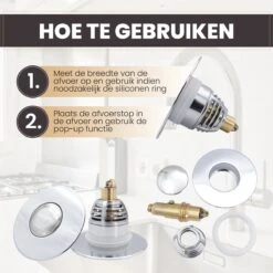 Lenga Universele RVS Afvoerstop - Pop-up Systeem - Afvoerplug - Haarvanger - Gootsteenstop - Afvoerzeef - Afvoerpluggen -Badkamer Wijs 1200x1200 4858