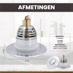 Lenga Universele RVS Afvoerstop - Pop-up Systeem - Afvoerplug - Haarvanger - Gootsteenstop - Afvoerzeef - Afvoerpluggen -Badkamer Wijs 1200x1200 4860
