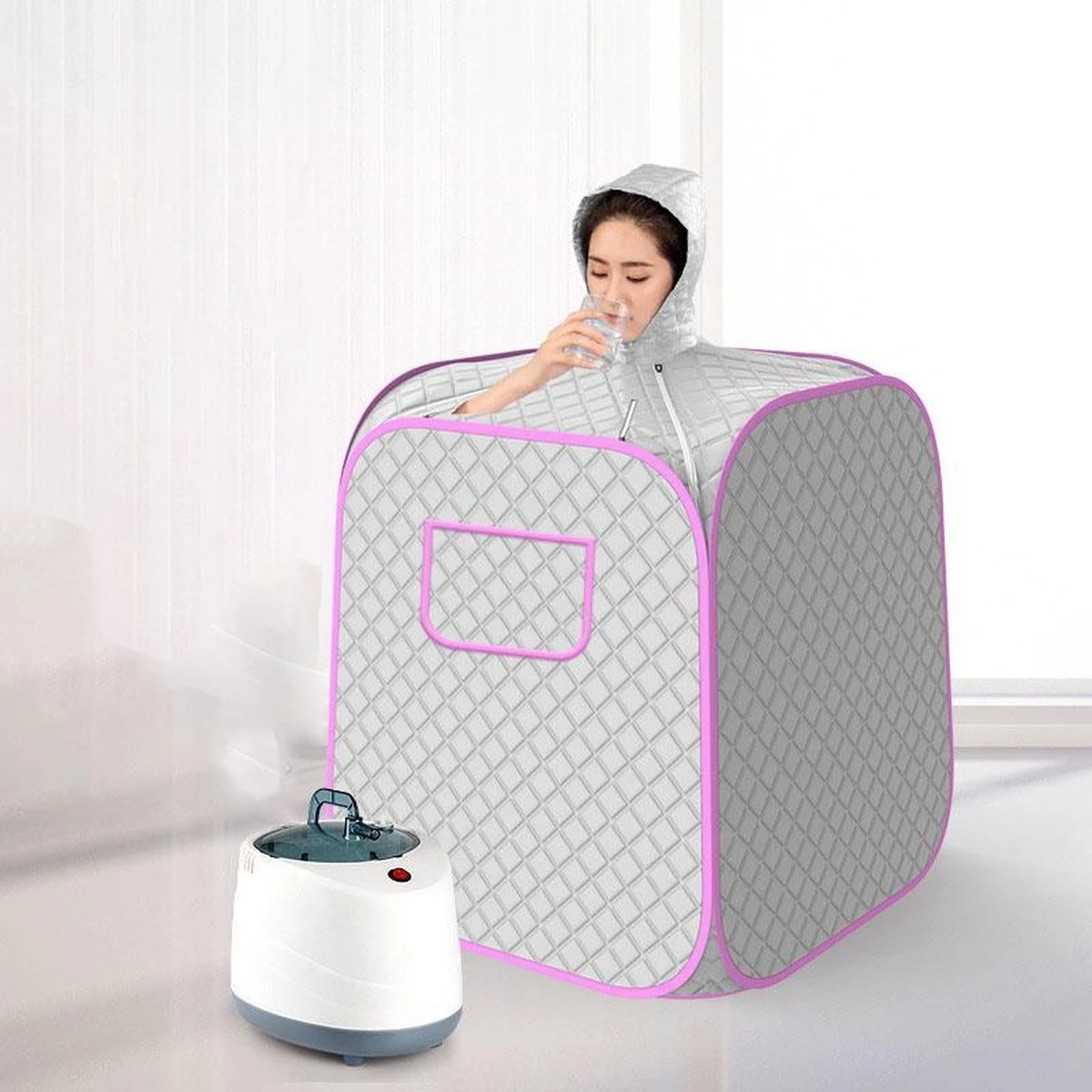 NordFalk Mobiele Sauna 60x80x110 Cm - Draagbare Stoomsauna - Saunabox Voor Thuis - 1000W Stoomverwarming 3 NordFalk Mobiele Sauna 60x80x110 Cm - Draagbare Stoomsauna - Saunabox Voor Thuis - 1000W Stoomverwarming