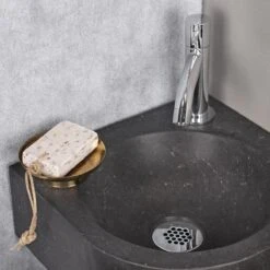 Differnz Cleo Fonteinset - Wasbak Natuursteen - Zwart - Gebogen Kraan - Chroom - Standaard Greep - 30 X 30 X 10 Cm -Badkamer Wijs 1200x1200 4896