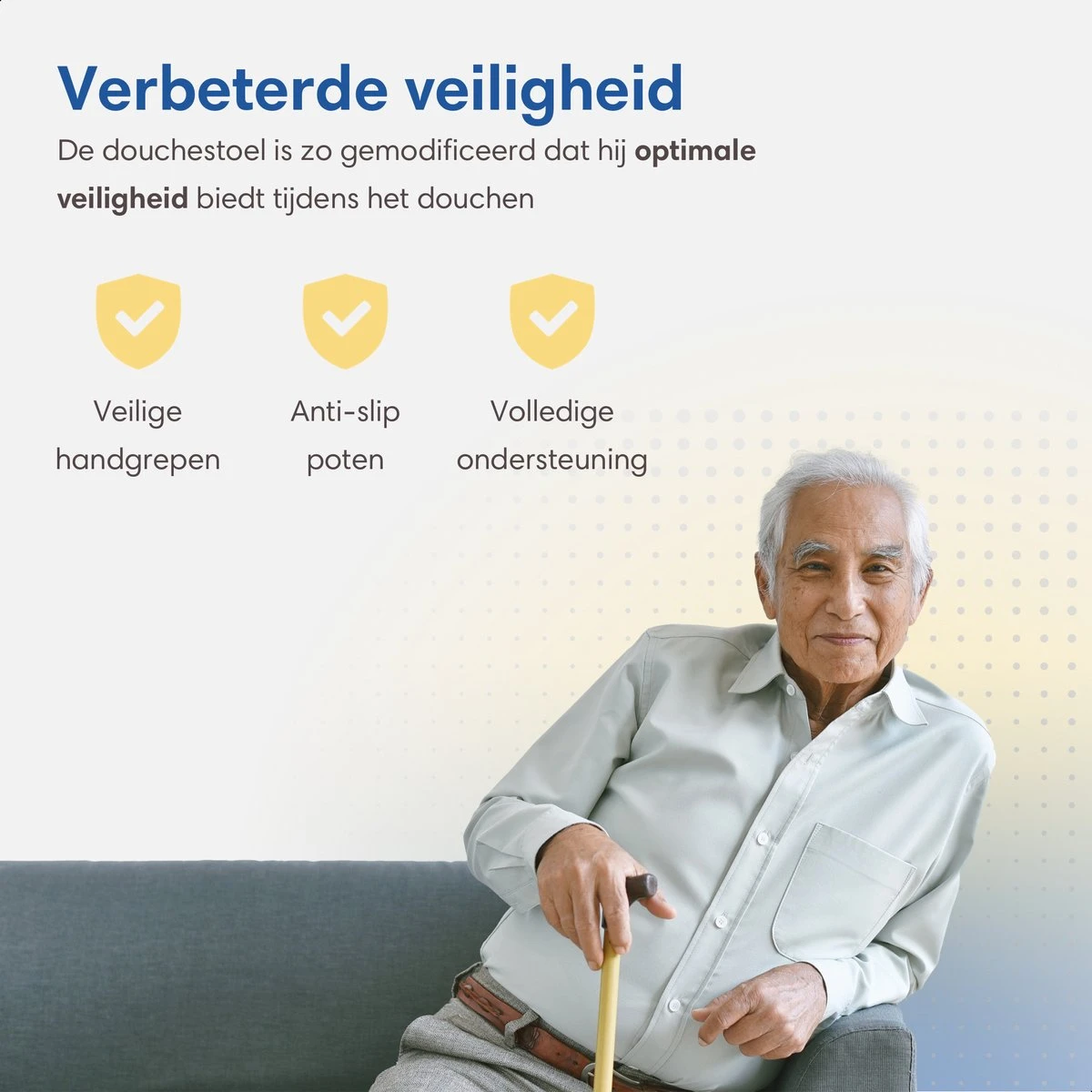 Safe Age® Douchestoel Met Afneembare Rugleuning En Armleuning – Anti Slip - Verstelbare Hoogte - Douchekruk 11 Safe Age® Douchestoel Met Afneembare Rugleuning En Armleuning – Anti Slip - Verstelbare Hoogte - Douchekruk - Afbeelding 9