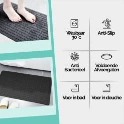 The Original - Douchemat Antislip - Zwart - 70x40cm - Antislipmat Badmat Voor Bad & Douche - Anti Slip Mat Met Zuignappen -Badkamer Wijs 1200x1200 504