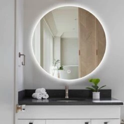 SensaHome - Led Touch Wandspiegel Rond - Badkamerspiegel Frameloos Met LED Verlichting - Wandspiegel - Koud Wit - 80CM -Badkamer Wijs 1200x1200 54