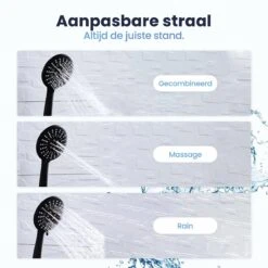 Eagle Bath & Shower - Douchekop Met Slang – Mat Zwart - 3 Functies – Handdouche – Hoofddouche -Badkamer Wijs 1200x1200 554