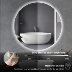SensaHome - Led Touch Wandspiegel Rond - Badkamerspiegel Frameloos Met LED Verlichting - Wandspiegel - Koud Wit - 80CM -Badkamer Wijs 1200x1200 56