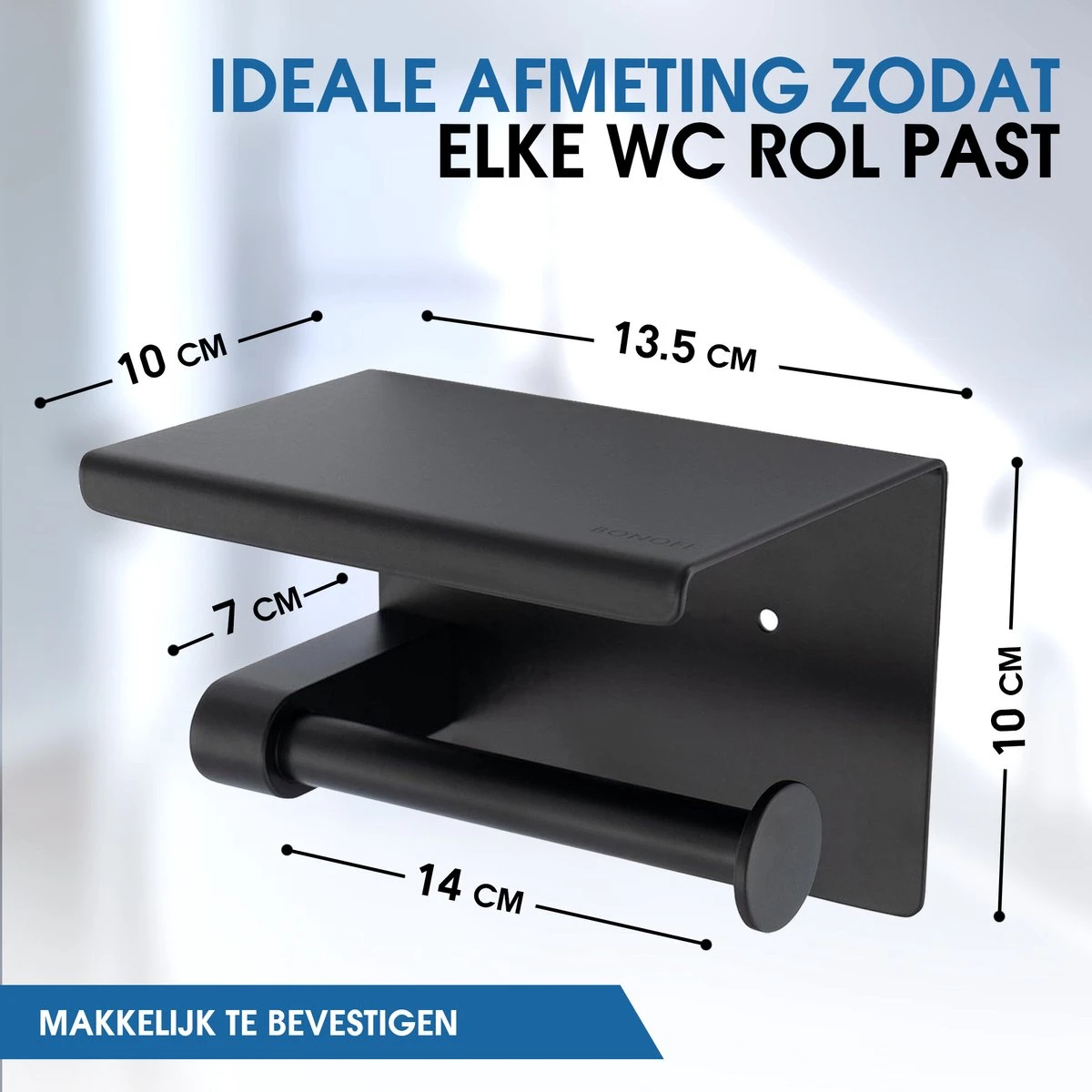 Toiletrolhouder Met Telefoonhouder - Zelfklevend / Boren / Zonder Boren - Incl. Handdoekhaakjes - WC Rolhouder - Zwart 4 Toiletrolhouder Met Telefoonhouder - Zelfklevend / Boren / Zonder Boren - Incl. Handdoekhaakjes - WC Rolhouder - Zwart - Afbeelding 2