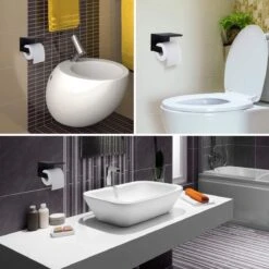 Toiletrolhouder Met Telefoonhouder - Zelfklevend / Boren / Zonder Boren - Incl. Handdoekhaakjes - WC Rolhouder - Zwart 24 Toiletrolhouder Met Telefoonhouder - Zelfklevend / Boren / Zonder Boren - Incl. Handdoekhaakjes - WC Rolhouder - Zwart -Badkamer Wijs 1200x1200 572