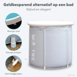 WOTRE Zitbad - Bath Bucket - Ijsbad - Wim Hof Methode - Bad Voor Volwassenen - Mobiele Badkuip - Grijs - 180L -Badkamer Wijs 1200x1200 583