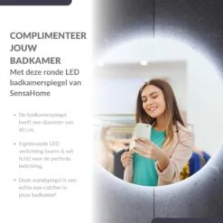 SensaHome - Ronde Badkamerspiegel Frameloos Met LED Verlichting - Wandspiegel - 60CM 16 SensaHome - Ronde Badkamerspiegel Frameloos Met LED Verlichting - Wandspiegel - 60CM -Badkamer Wijs 1200x1200 6