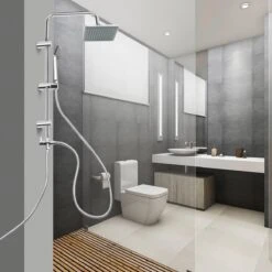 Niceey Doucheset - Regendouche - Handdouche - Verstelbaar - Vierkant - Chroom -Badkamer Wijs 1200x1200 604