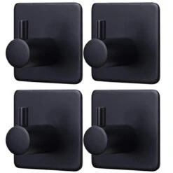 Trendfield Handdoekhaakjes Zelfklevend Zwart - 4 Vierkante Zwarte Handdoek Haakjes - Handdoekhaak - Zwart -Badkamer Wijs 1200x1200 617