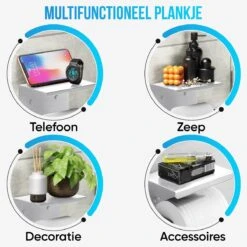 Strex WC Rolhouder Met Plankje - Zilver - Zelfklevend / Boren / Zonder Boren - Toiletrolhouder - WC Papier Houder -Badkamer Wijs 1200x1200 626