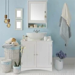 Wastafelkast - Badkamermeubel Met Uitsparing - 60 X 60 X 30 Cm - Wit - Badkamerkast -Badkamer Wijs 1200x1200 628