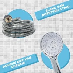 Douchekop Met Slang - Universeel - 5 Luxe Straalstanden - Chroom En RVS - Incl. Wandhouder -Badkamer Wijs 1200x1200 635