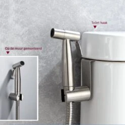 Merkloos Bidet Handdoucheset Uit Geborsteld RVS - Shattaf - Met Slang, T-stuk & Wandhouder 10 Merkloos Bidet Handdoucheset Uit Geborsteld RVS - Shattaf - Met Slang, T-stuk & Wandhouder -Badkamer Wijs 1200x1200 641