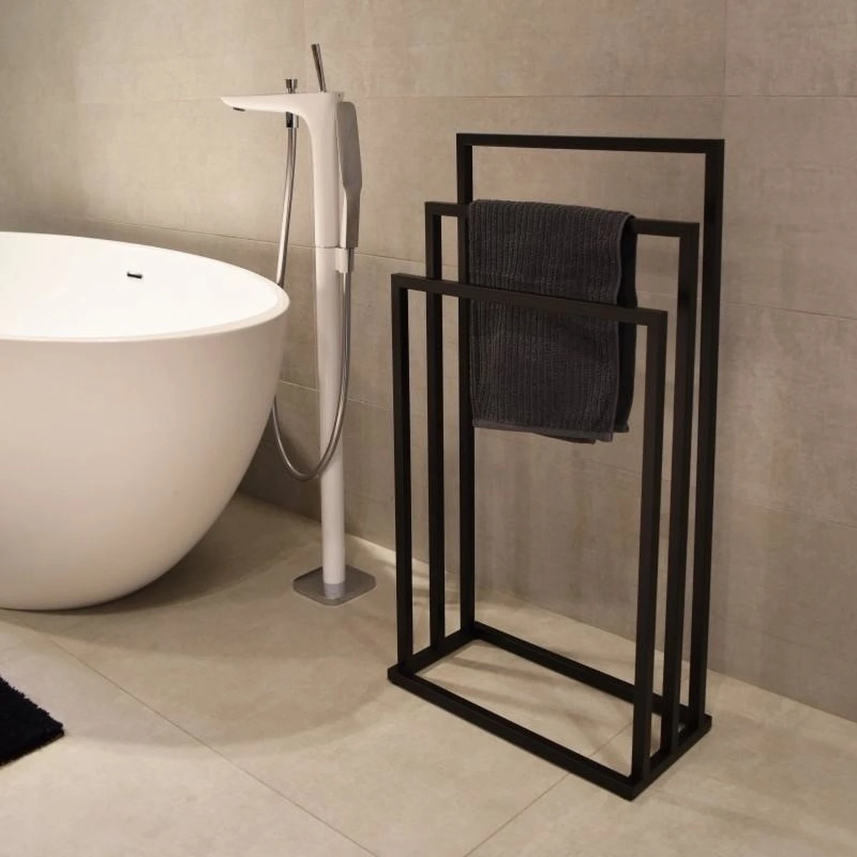Badkamerhanger Handdoekenrek 3 Armen Zwart 9 Badkamerhanger Handdoekenrek 3 Armen Zwart - Afbeelding 7