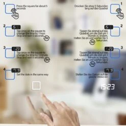 LED Badkamer Spiegel 120x 60 Cm, Digitale Klok, Dimbaar, Anticondensfunctie -Badkamer Wijs 1200x1200 65