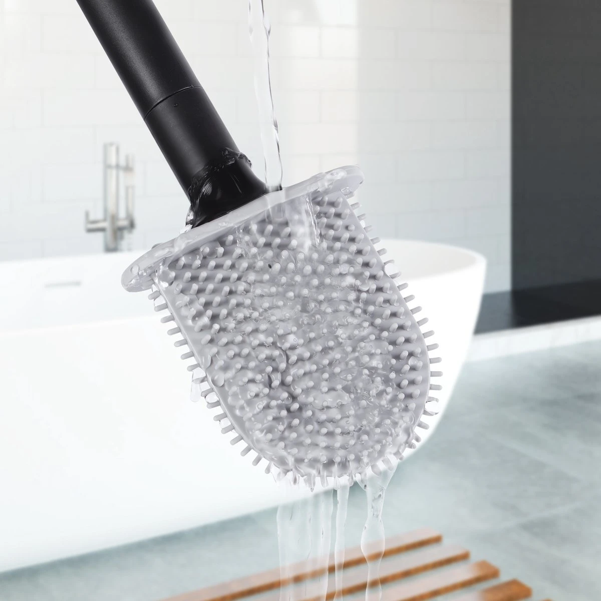 WC Borstel – Siliconen – Zwart – WC Borstel Met Houder – Vrijstaand – Hangend – WC Borstel En Houder – WC Borstel Zwart 7 WC Borstel – Siliconen – Zwart – WC Borstel Met Houder – Vrijstaand – Hangend – WC Borstel En Houder – WC Borstel Zwart - Afbeelding 5