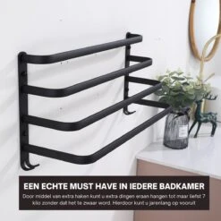 Merkloos Handdoekrek 4-armig | Handdoekrek Badkamer | Handdoekrek Zwart | Handdoekstang | Handdoekhouder | Handdoekenrek | Badkamer Accessoires Zwart | Inclusief Montage | Matte Zwart Collection 2022 -Badkamer Wijs 1200x1200 664