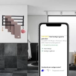 Merkloos Handdoekrek 4-armig | Handdoekrek Badkamer | Handdoekrek Zwart | Handdoekstang | Handdoekhouder | Handdoekenrek | Badkamer Accessoires Zwart | Inclusief Montage | Matte Zwart Collection 2022 -Badkamer Wijs 1200x1200 667