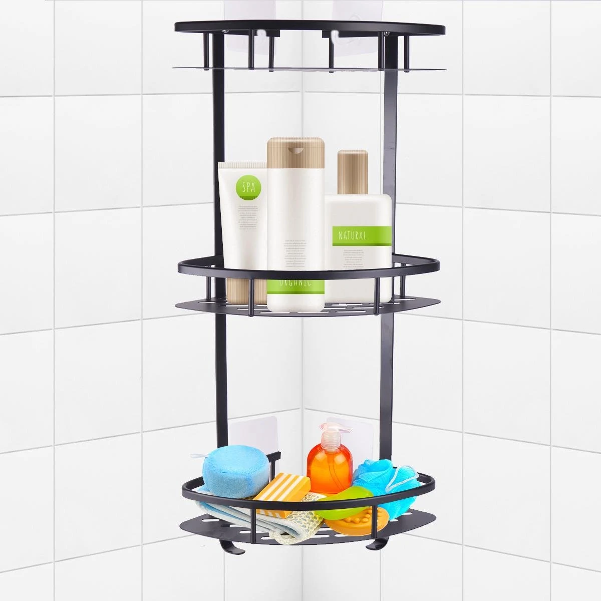 BrandtBergkamp Doucherek Zonder Boren – Badkamerrek – 3 Laags – Zwart 5 BrandtBergkamp Doucherek Zonder Boren – Badkamerrek – 3 Laags – Zwart - Afbeelding 3