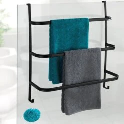 WENKO Handdoekhouder Irpinia 78x55cm Staal Zwart - Handdoekrek - Handdoekenrek Badkamer -Badkamer Wijs 1200x1200 705