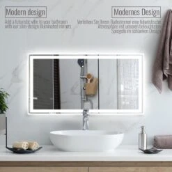 LED Badkamer Spiegel 120x 60 Cm, Digitale Klok, Dimbaar, Anticondensfunctie -Badkamer Wijs 1200x1200 72