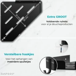 Luxe Doucherek Zonder Boren – 1/2/3 Laags – 32 Cm – Hangend – Aluminium – Zwart -Badkamer Wijs 1200x1200 727