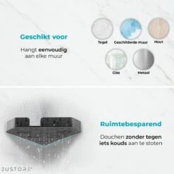 Luxe Doucherek Zonder Boren – 1/2/3 Laags – 32 Cm – Hangend – Aluminium – Zwart -Badkamer Wijs 1200x1200 728