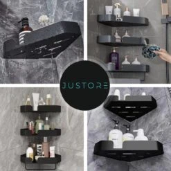 Luxe Doucherek Zonder Boren – 1/2/3 Laags – 32 Cm – Hangend – Aluminium – Zwart -Badkamer Wijs 1200x1200 729