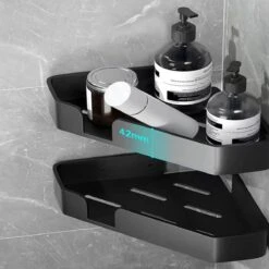 Luxe Doucherek Zonder Boren – 1/2/3 Laags – 32 Cm – Hangend – Aluminium – Zwart -Badkamer Wijs 1200x1200 732