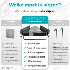 Luxe Doucherek Zonder Boren – 1/2/3 Laags – 32 Cm – Hangend – Aluminium – Zwart -Badkamer Wijs 1200x1200 734