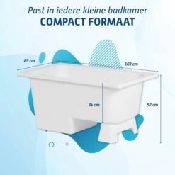 Saqu Zitbad - Mobiel Bad - 103x65cm - Wit - Incl Bijbehorende Poot En Zonder Afvoer -Badkamer Wijs 1200x1200 746