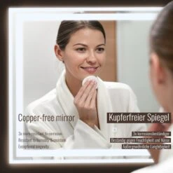 LED Badkamer Spiegel 120x 60 Cm, Digitale Klok, Dimbaar, Anticondensfunctie -Badkamer Wijs 1200x1200 75