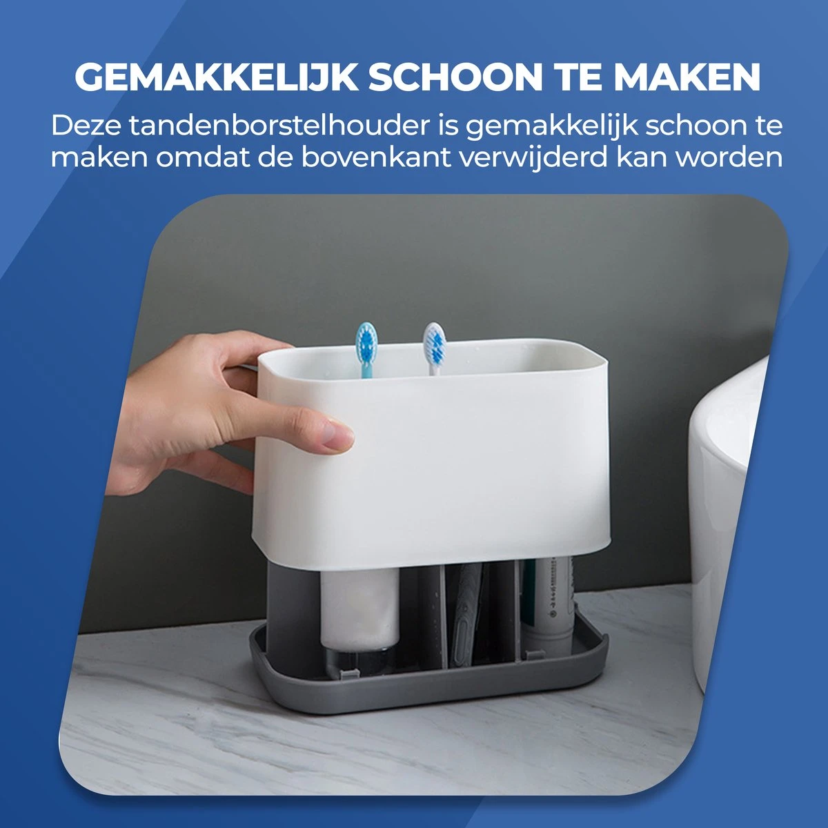 Roegaarden Tandenborstelhouder – Badkamer Organizer – 6 Sorteervakken - Met Lekbak -Wit 5 Roegaarden Tandenborstelhouder – Badkamer Organizer – 6 Sorteervakken - Met Lekbak -Wit - Afbeelding 3