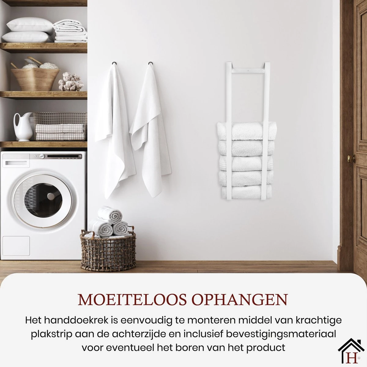Homestic© Handdoekrek Zonder Boren - Antioch Stalen Handdoekhouder Voor In De Badkamer/Keuken/Camper/Tuin - 70x20x13 - Wit 8 Homestic© Handdoekrek Zonder Boren - Antioch Stalen Handdoekhouder Voor In De Badkamer/Keuken/Camper/Tuin - 70x20x13 - Wit - Afbeelding 6