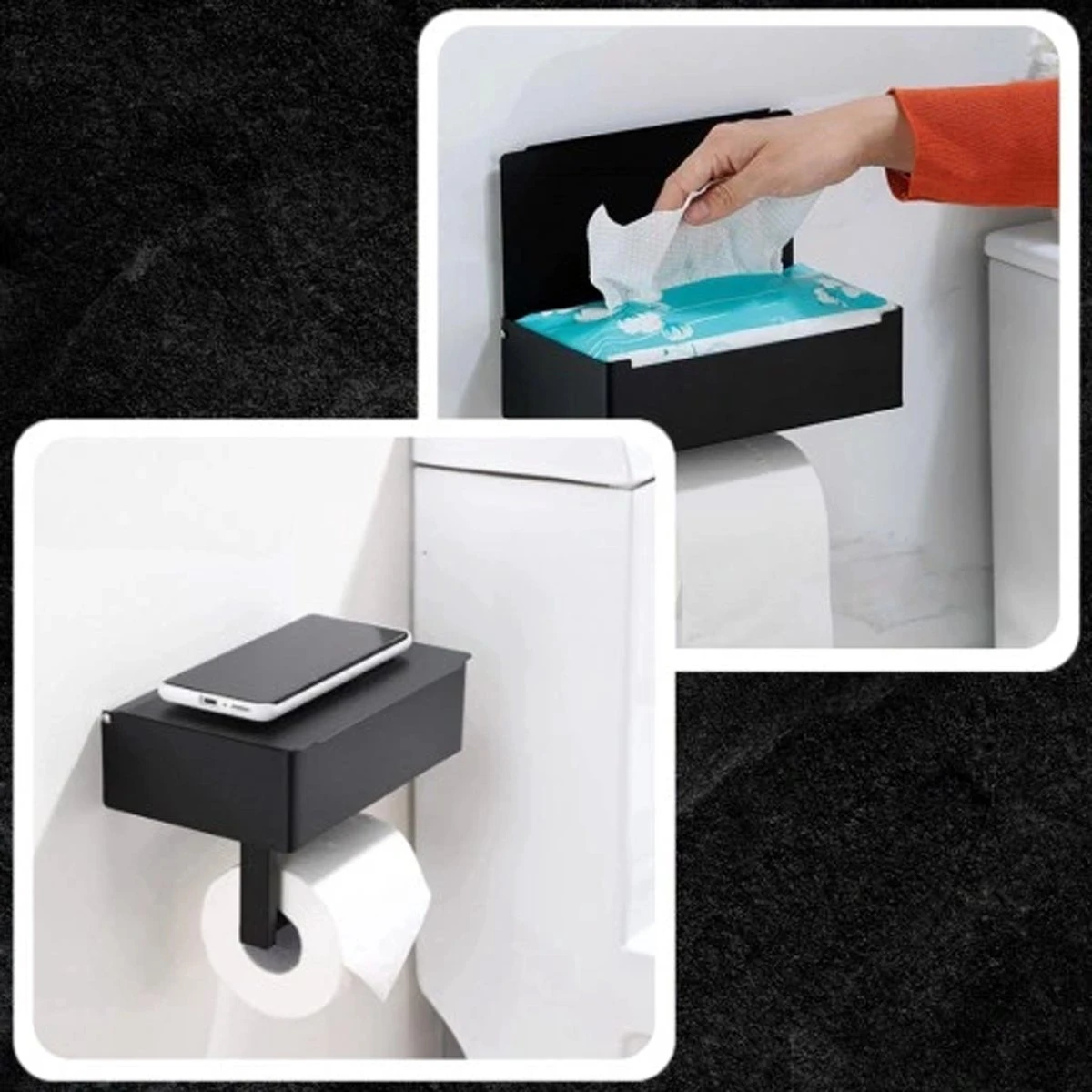 Toiletrolhouder - Plankje & Bakje - Planchet Opbergruimte - WC Rolhouder - Zelfklevend Of Borend - RVS - Waterbestendig - Rheme 9 Toiletrolhouder - Plankje & Bakje - Planchet Opbergruimte - WC Rolhouder - Zelfklevend Of Borend - RVS - Waterbestendig - Rheme - Afbeelding 7