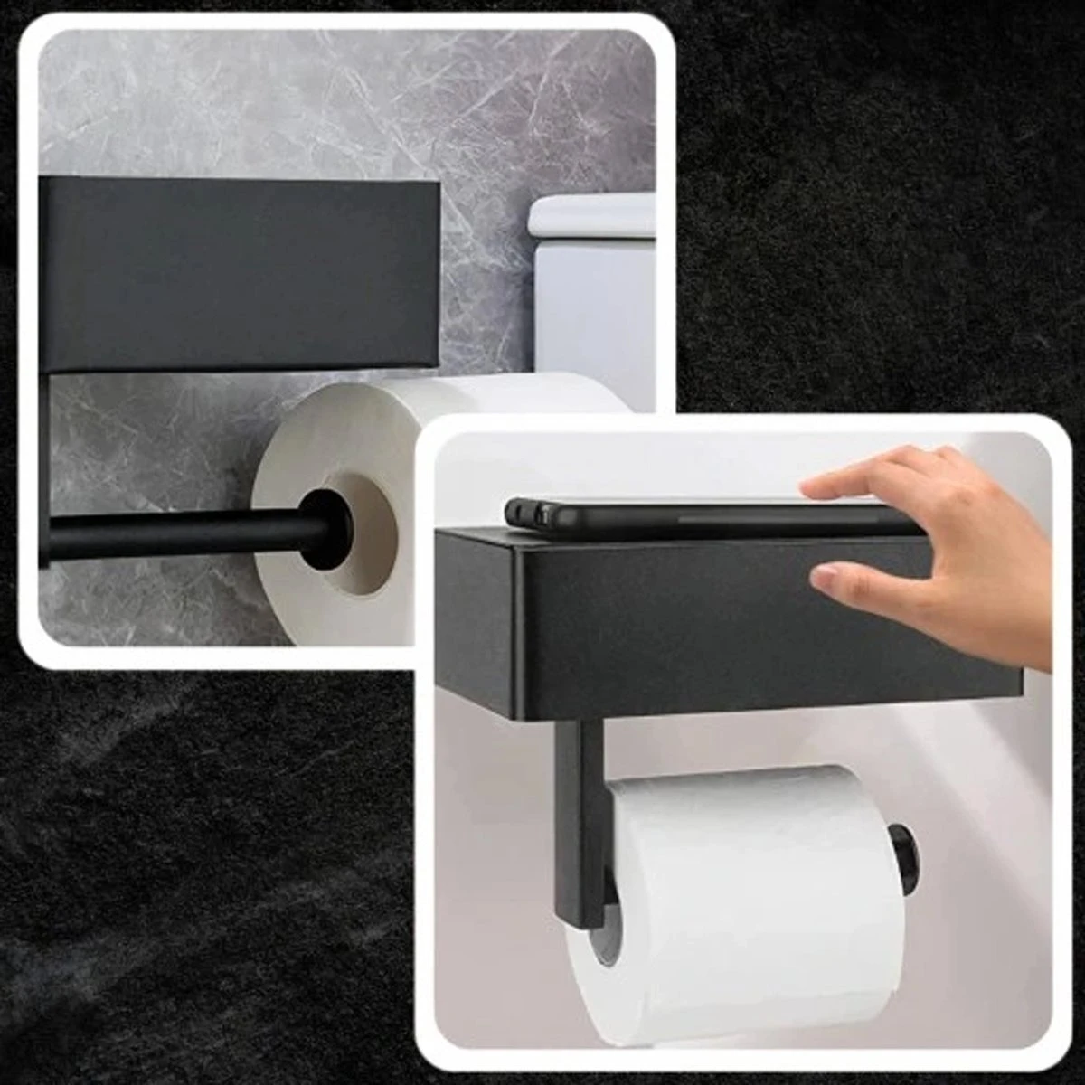 Toiletrolhouder - Plankje & Bakje - Planchet Opbergruimte - WC Rolhouder - Zelfklevend Of Borend - RVS - Waterbestendig - Rheme 11 Toiletrolhouder - Plankje & Bakje - Planchet Opbergruimte - WC Rolhouder - Zelfklevend Of Borend - RVS - Waterbestendig - Rheme - Afbeelding 9