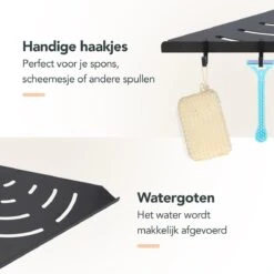 Doucherek - Doucherek Zonder Boren - Doucherekjes - Doucherek Hangend - Doucherekje - Doucherekje Zonder Boren - Doucherek Zwart - Hoek - 2 Stuks - Met Haakjes - Inclusief Montage Materiaal - Hoogwaardig Afgewerkt - EJC Products -Badkamer Wijs 1200x1200 898