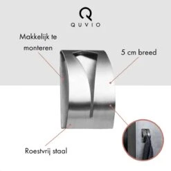 QUVIO Handdoek Houder RVS - Handdoek Of Theedoek Klem Met Plakstrip Voor In Keuken, Badkamer, Toilet Of Bijkeuken - Strak Design En Geen Schroeven Nodig - Staal - Klem - Theedoek -Badkamer Wijs 1200x1200 912