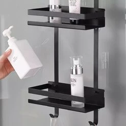 Merkloos Doucherek - Doucherek Zonder Boren - Doucherek Hangend - Zwart - RVS - Doucherekje - Badkamerrek - GRATIS DOUCHETIMER -Badkamer Wijs 1200x1200 931