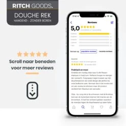 Merkloos Doucherek - Doucherek Zonder Boren - Doucherek Hangend - Zwart - RVS - Doucherekje - Badkamerrek - GRATIS DOUCHETIMER -Badkamer Wijs 1200x1200 932